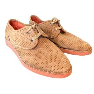 Johnston & Murphy Perforated Suede Casual Oxford Shoe Tan Pink Size 8m